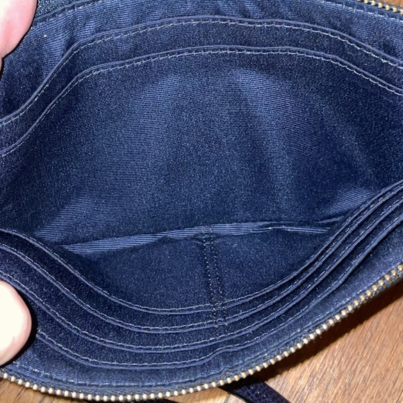 •COACH•TAN/NAVY/BROWN DOUBLE ZIP WRISTLET WALLET (LIKE NEW)SIGNATURE CANVAS LOGO - Picture 10 of 10